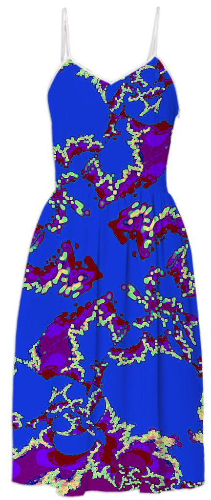 Blue Fractal Summer Dress