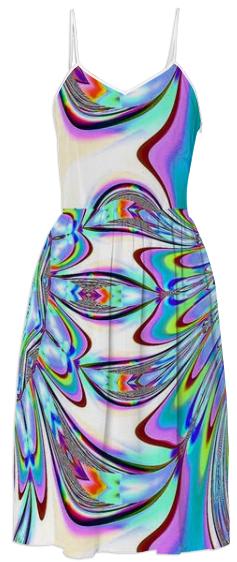 Blue Leaves Abstract Summer Dress