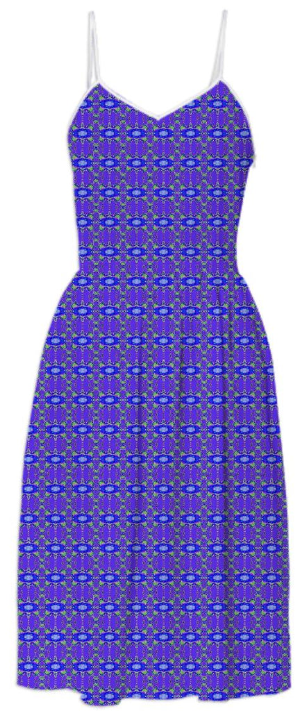 Blue Purple Pattern Summer Dress