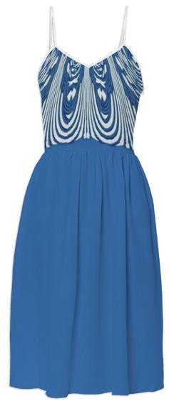 Blue Stripe Abstract Summer Dress