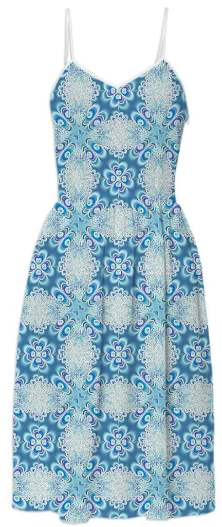 Blue White Lace Summer Dress
