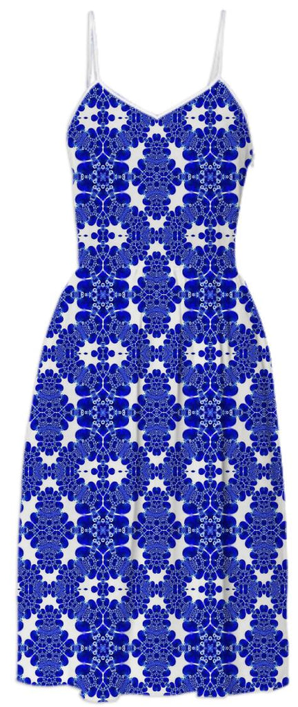 Blue White Pattern Summer Dress