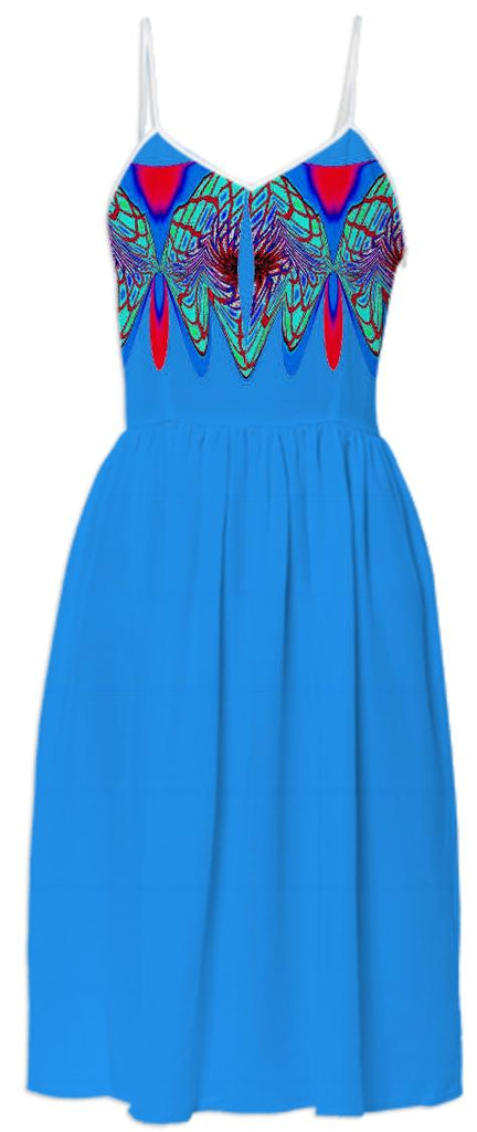 Blue with Aqua Wrap Summer Dress