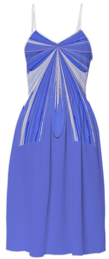 Blue with Faux Chiffon Tie Summer Dress