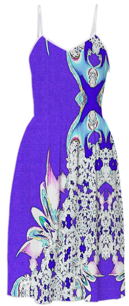 Bright Purple Feathers n Lace Summer Dress
