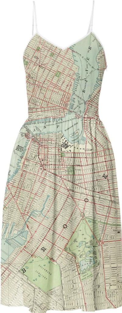 Brooklyn map antique 1897 vintage street map print summer sun dress