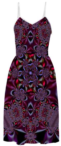 Burgundy Fractal Lace Summer Dress