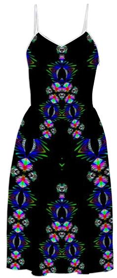 Colorful Pattern on Black Summer Dress
