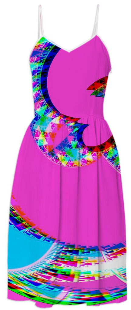 Colorful Pink Abstract Summer Dress