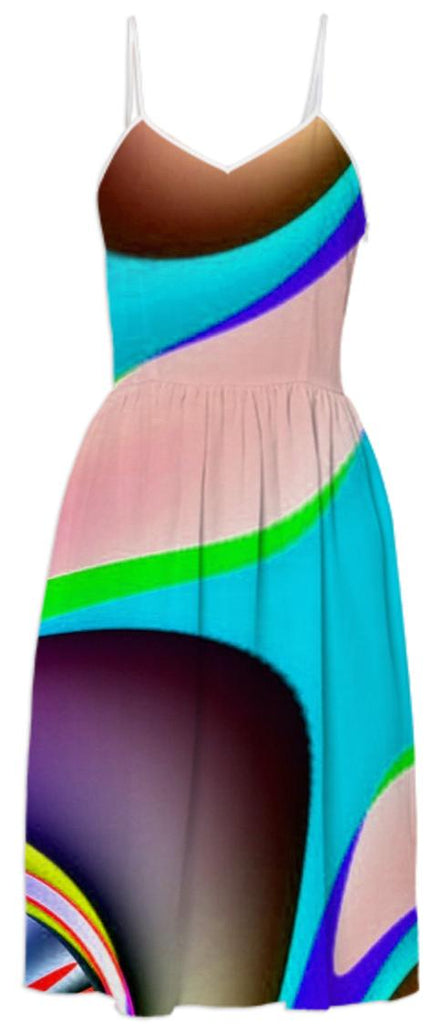 Colorful Teal Abstract Summer Dress