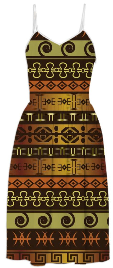 Contemporary Golden Tribal Pattern Dress