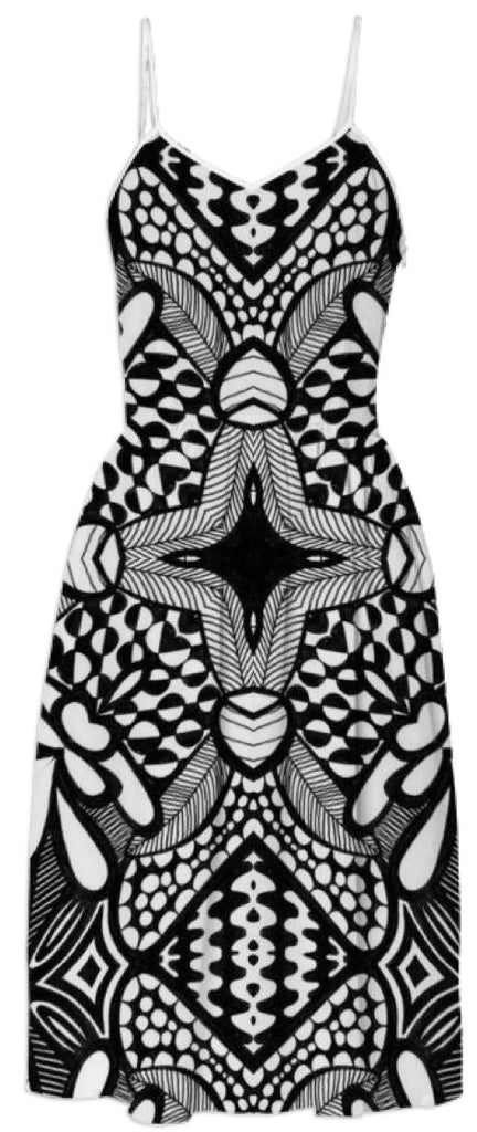 Cool Hippy Black and White Abstract Dress