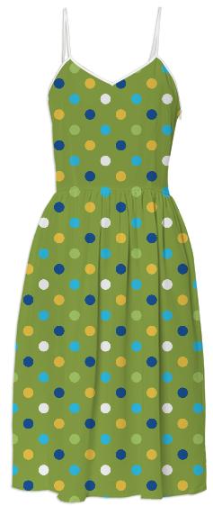 Cute Green and Blue Polka Dot Dress