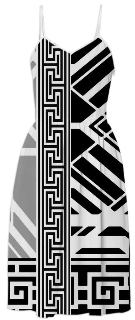 Empire II Black and White Art Deco Dress