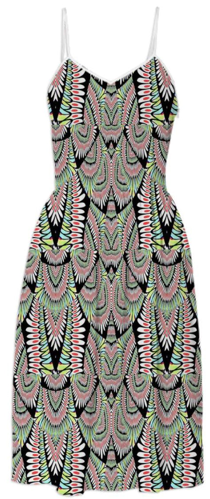 Feathery Frock Abstract Design Summer Dress