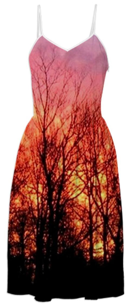 Fiery Sunrise Photo Summer Dress