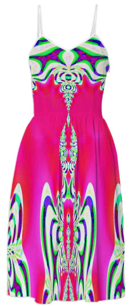 Fuchsia Pink Abstract Summer Dress