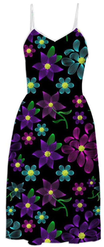 Glowing Linear Floral Summer Dress