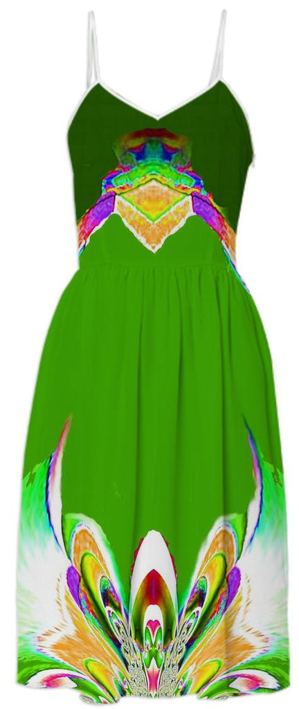 Green Abstract Fantasy Summer Dress