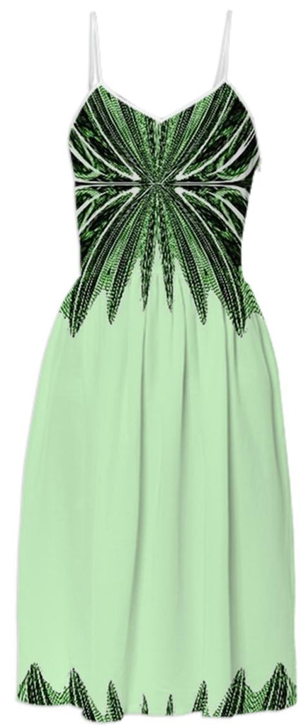 Green Black Abstract Summer Dress