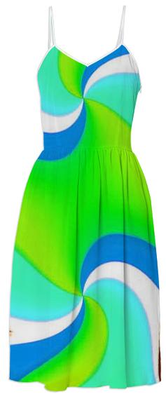 Green Blue Double Swirl Summer Dress