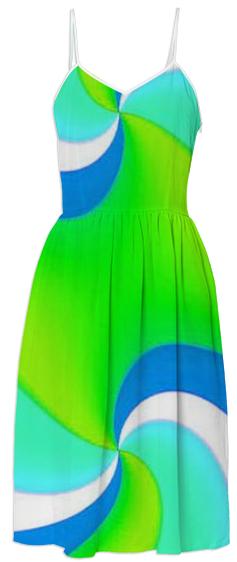 Green Blue Fractal Summer Dress
