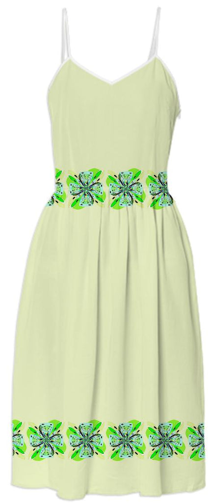 Green Bows on Yellow Summer Dress