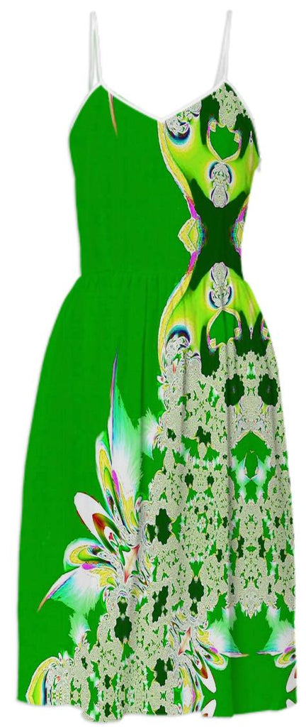 Green Feathers n Lace Summer Dress