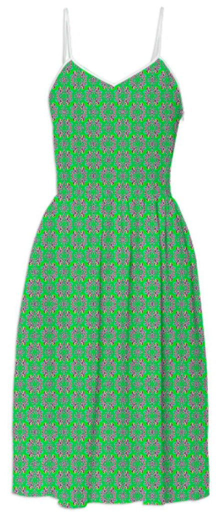 Green Flowered Pattern Summer Dress