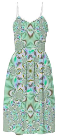 Green Fractal Lace Summer Dress