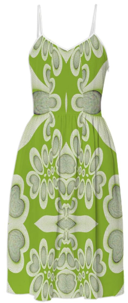 Green Orb Fractal 2 Summer Dress