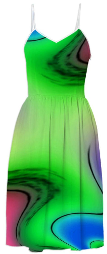 Green Passion Abstract Summer Dress