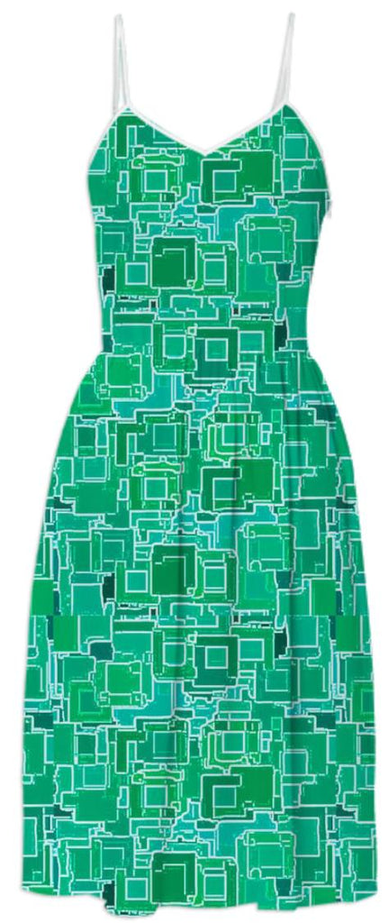 Green Pixelized Summer Dress
