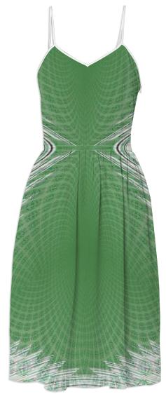Green White Geometric Summer Dress