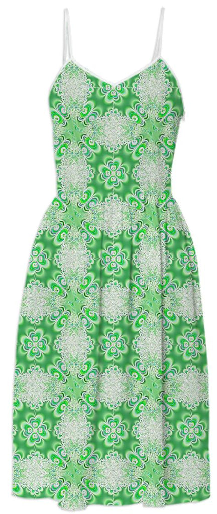 Green White Lace Summer Dress