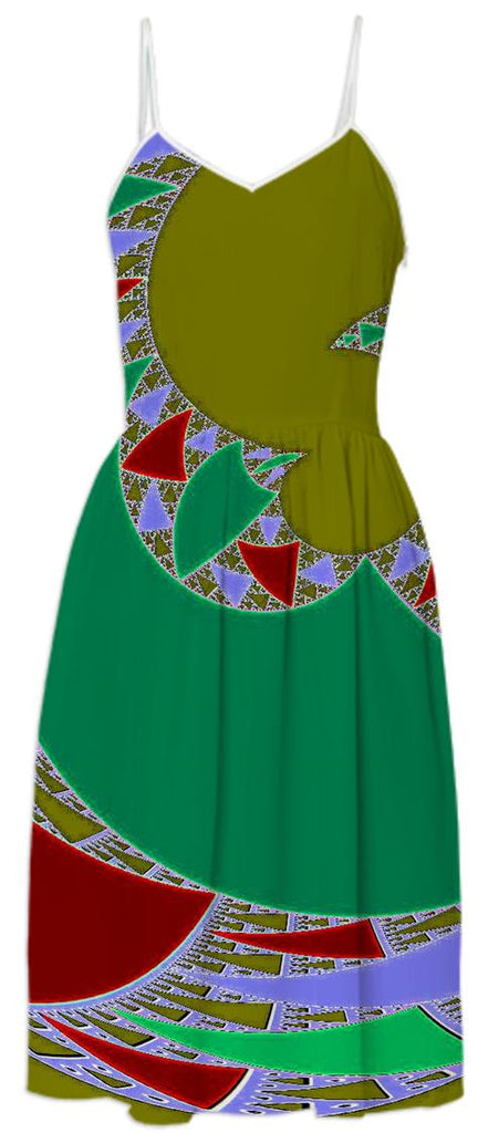 Green Wine Abstract Summer Dress