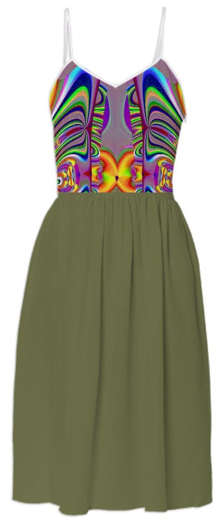 Green with Abstract Pattern Top Summer Dress