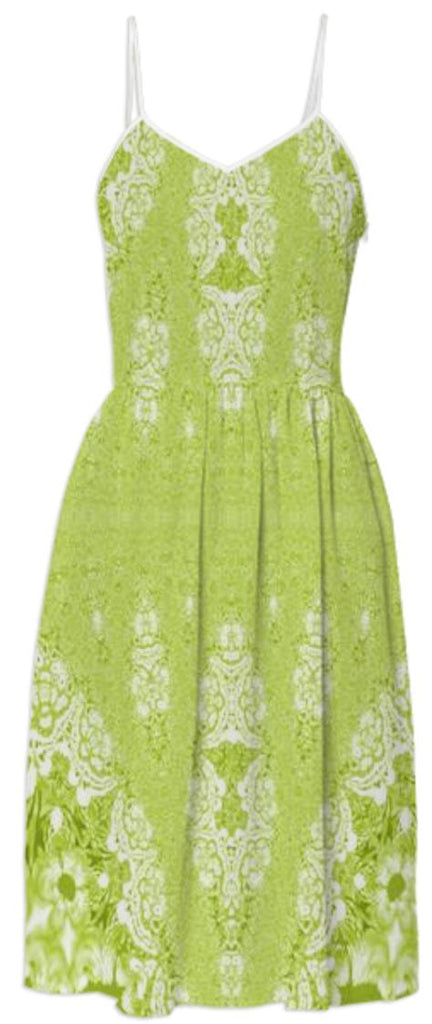 Lemon Yellow Fractal Lace Summer Dress
