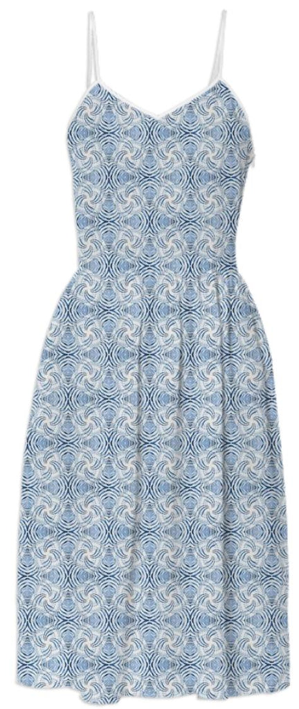 Light Blue White Swirl Summer Dress