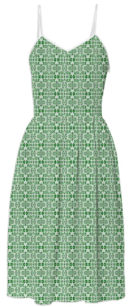 Light Green White Pattern Summer Dress