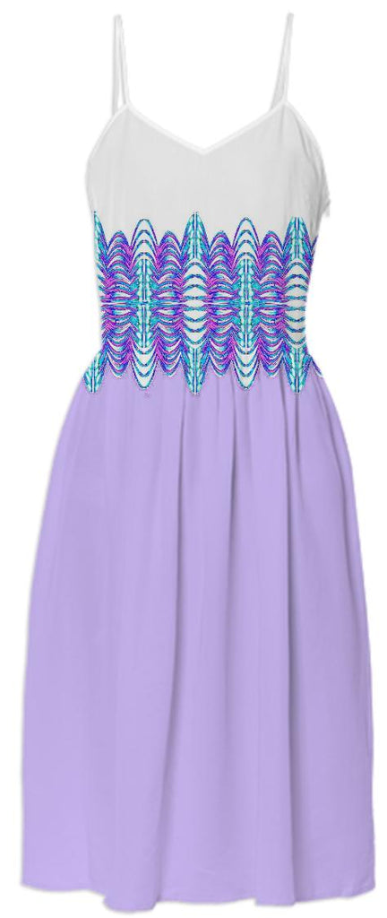 Lilac White Belted Summer Dress