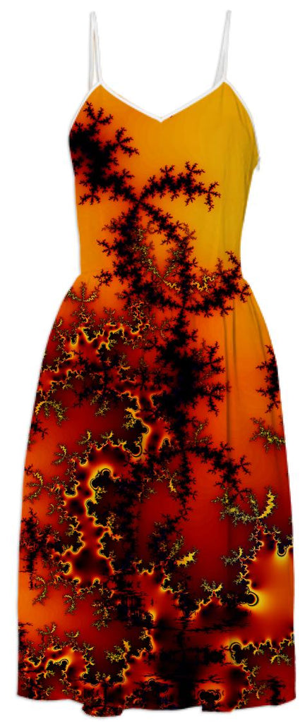 Mystical Golden Fire Lake Abstract Baroque Illusion