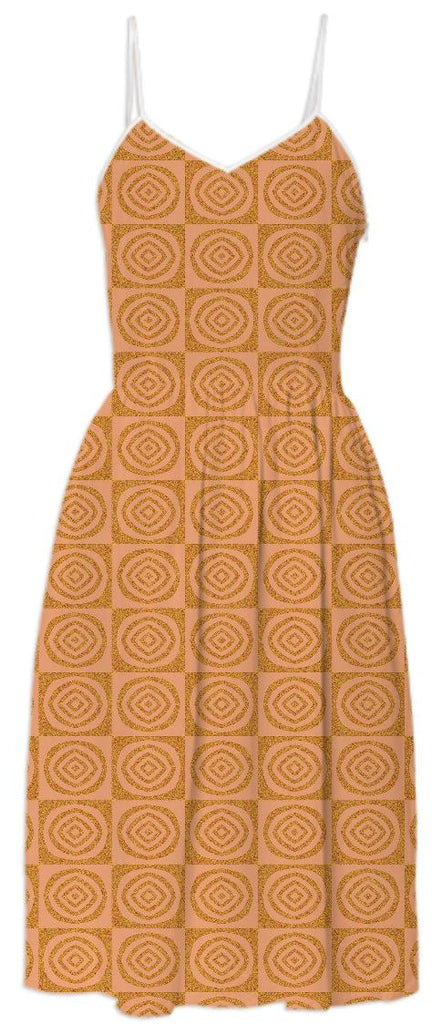 Orange Circles Pattern Summer Dress