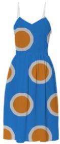 Orange on Blue Polka Dot Summer Dress