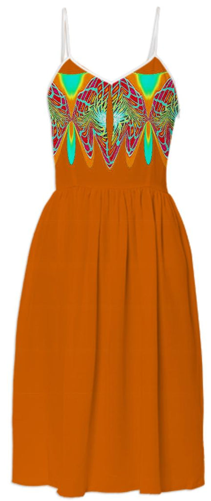 Orange with Aqua Wrap Summer Dress