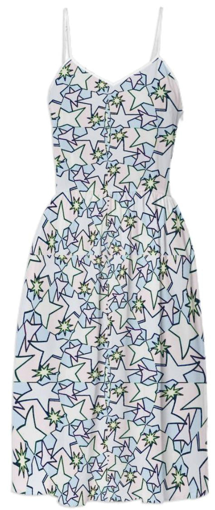 Pastel Blue Stars Galore Summer Dress