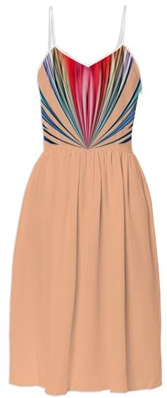 Peach with Colorful Stripes Summer Dress