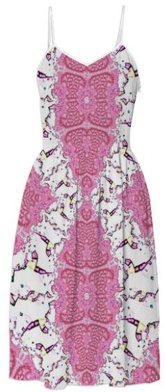 Pink and White Fractal Summer Dress