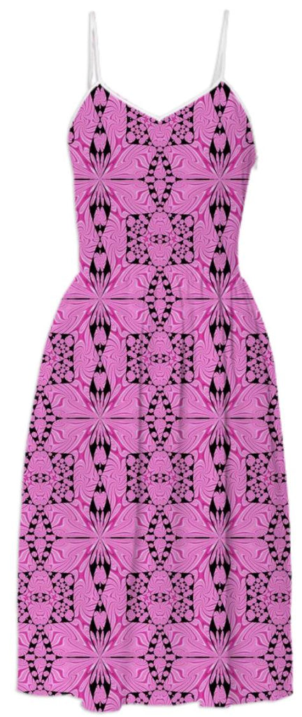 Pink Black Pattern Summer Dress