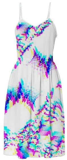 Pink Blue Aqua Fractal Summer Dress